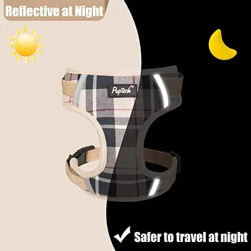 YTYIN Adjustable Pup Harness For Small Dogs Reflective Leash Collar