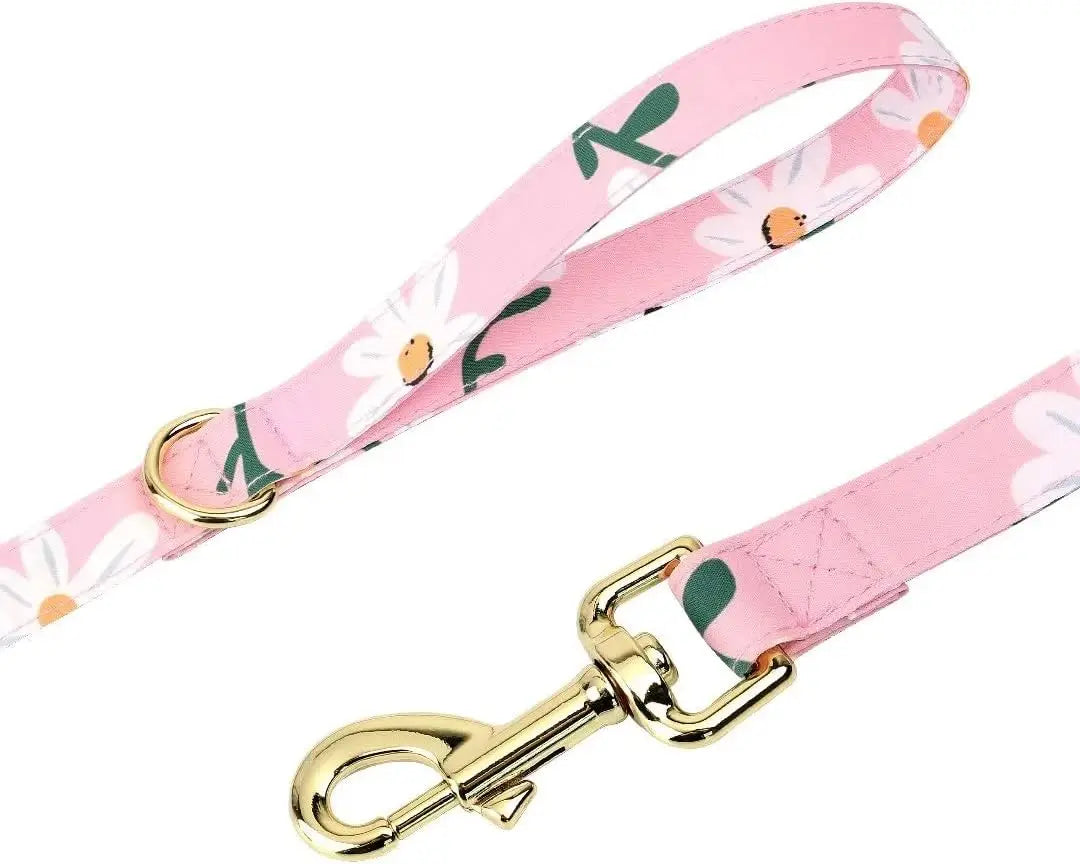 Dog Collar Harness Leash Set With Flower Adjustable Mesh Vest