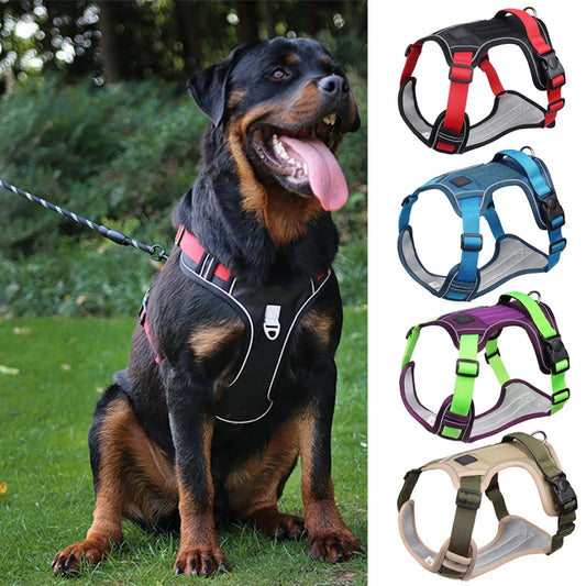 NONECN Reflective Dog Harness Tactical Vest 1680D Waterproof Oxford Cloth