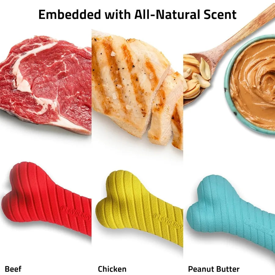 Rainbow Scent Dog Chew Toy Gift Box Dual Layer Bones