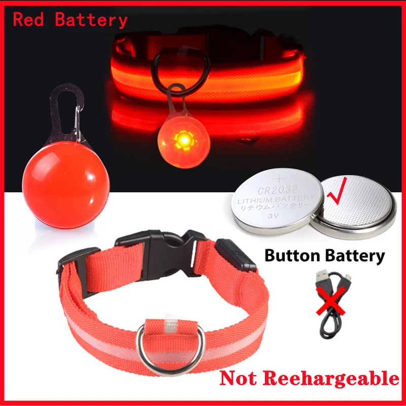 NONECN USB Charging Glowing Dog Collar With Pendant LED Light