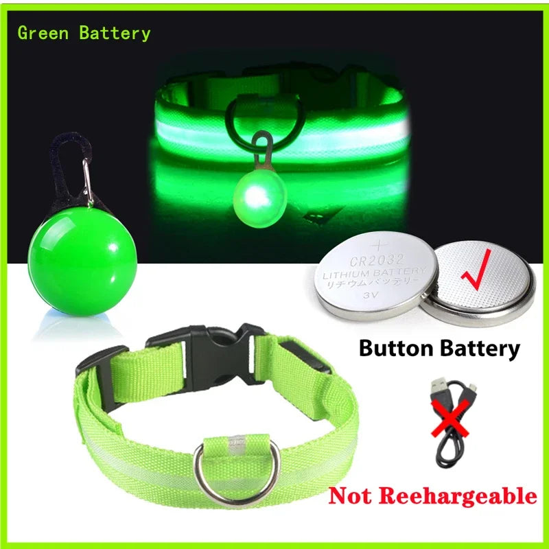 NONECN USB Charging Glowing Dog Collar With Pendant LED Light