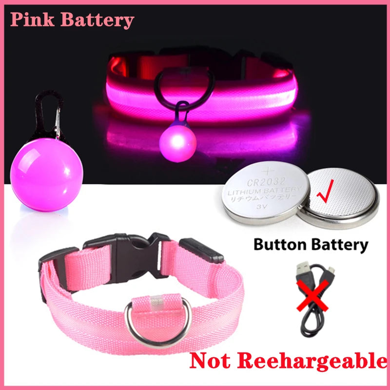 NONECN USB Charging Glowing Dog Collar With Pendant LED Light