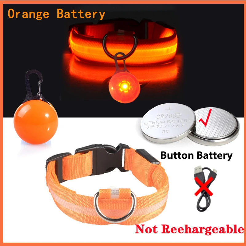NONECN USB Charging Glowing Dog Collar With Pendant LED Light